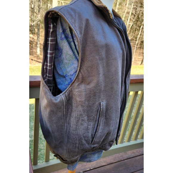 Wilsons M Julian Suede Leather Brown Vest Full Zip Vintage Men Extra Large Korea - Picture 5 of 10